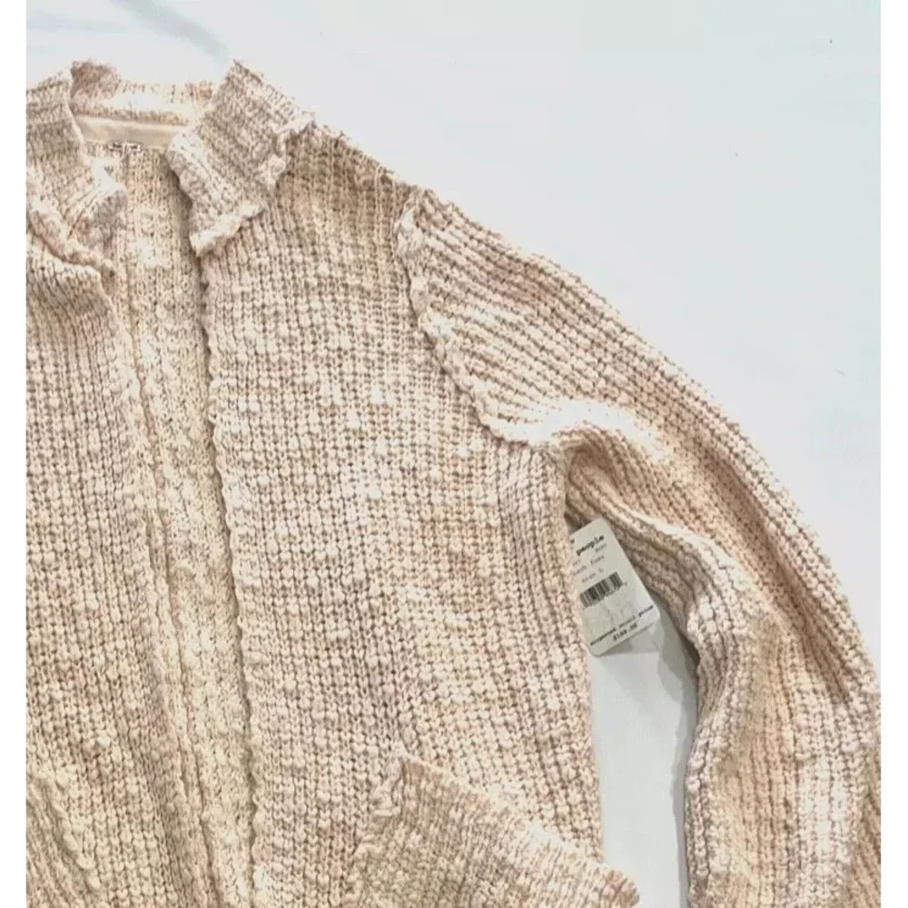 Free People Waterfront Peach Cardigan Sweater - size Medium - retail‎ $168